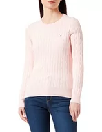 Swetry damskie - GANT Damski sweter ze streczu bawełny Cable C-Neck, Jasny różowy melanż, XL - miniaturka - grafika 1