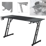 Biurka gamingowe - Biurko gamingowe ACXIN, 120 x 60 cm z haczykiem na słuchawki i uchwytem na kubek, konstrukcja w kształcie litery Z, biurko gamingowe z włókna węglowego, czarne - miniaturka - grafika 1