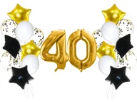 Urodziny dla dorosłych - Zestaw balonów na czterdziestkę złoto-czarny - 21 szt. - miniaturka - grafika 1