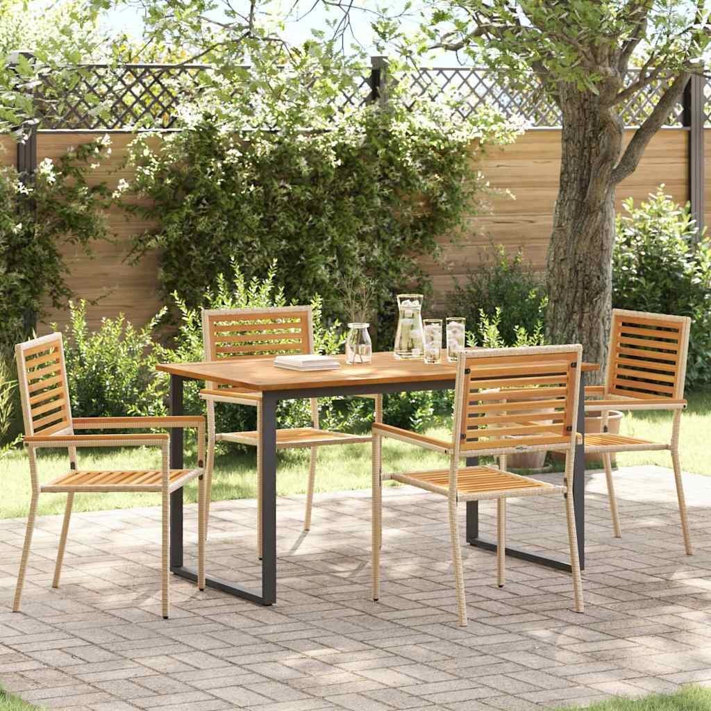 Ambiance vidaXL Zestaw do jadalni w ogrodzie 5 pcs Beżowy Lite Drewno Akacji