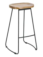 Taborety i hokery - Industrialny taboret drewniany z metalowymi nogami B5-N97 - miniaturka - grafika 1