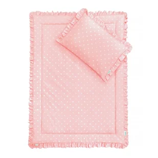Pościel z falbanką różowa w kropki Lovely Dots 100 x135 cm - Pościel dla dzieci - miniaturka - grafika 1