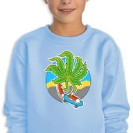 Bluzy dla dziewczynek - Bluza Dziecięca Niebieska Skate Weed Mix Różnych Wzorów -164 Cm (14-15) - miniaturka - grafika 1