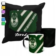 Gadżety dla niej i dla niego - ZESTAW KUBEK MAGICZNY ZMIENIAJĄCY KOLOR +POSZEWKA NBA MILWAUKEE BUCKS+ IMIĘ - miniaturka - grafika 1