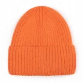 Czapki damskie - Damska Elegancka Czapka Wełniana Wełna Zimowa Na Zimę 60% Angora Pomarańcza - miniaturka - grafika 1