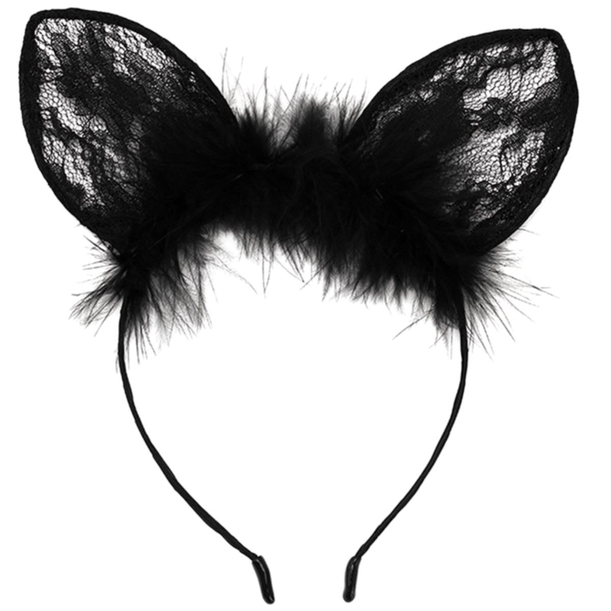 Opaska do Włosów Czarna Kocie Uszy na Głowę Antypoślizgowa Lekka i Wygodna