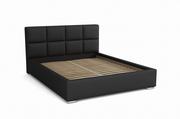 Łóżka - Łóżko do sypialni tapicerowane 120x200 z pojemnikiem - Alaska Czarne Eko skóra - miniaturka - grafika 1