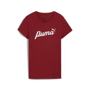 Damska koszulka ESS+ Script PUMA Intense Red - Koszulki sportowe damskie - miniaturka - grafika 1