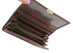 Klasyczny Portfel Damski BRĄZOWY HARO (PL) Poziomy Mały Skóra Włoska 14 x 9 [cm] - Portfele - miniaturka - grafika 5