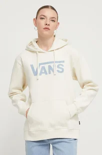 Vans bluza damska kolor beżowy z kapturem z nadrukiem - Bluzy damskie - miniaturka - grafika 1