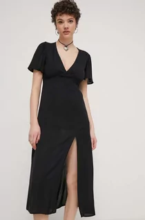 Sukienki - Billabong sukienka kolor czarny midi prosta EBJWD00134 - grafika 1