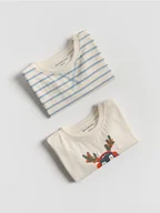 Bluzki dla niemowląt - Reserved - Bawełniany longsleeve 2 pack - kremowy - miniaturka - grafika 1
