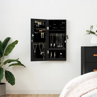 Vidaxl Wisząca Szafka Na Biżuterię, Z Lustrem, Czarna, 30X8,5X67 Cm - Szafki łazienkowe - miniaturka - grafika 1