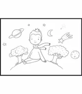 Kolorowanki, wyklejanki - Kolorowanka w formie plakatu dla dzieci i nie tylko ,z piękną grafiką, Mały Książę i planeta - miniaturka - grafika 1