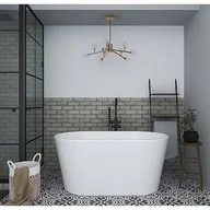 Wanny - VENTE-UNIQUE Wanna wolnostojąca owalna – 180 l – 130 × 71 × 58 cm (dł. × szer. × wys.) – kolor biały – akrylowa - APOGON - miniaturka - grafika 1