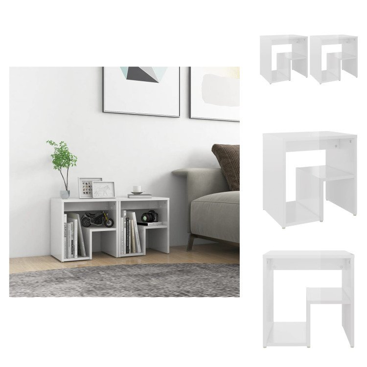 vidaXL Szafki nocne 2 szt. Biały wysoki połysk 40x30x40 cm materiał drewnopochodny - Stoliki nocne