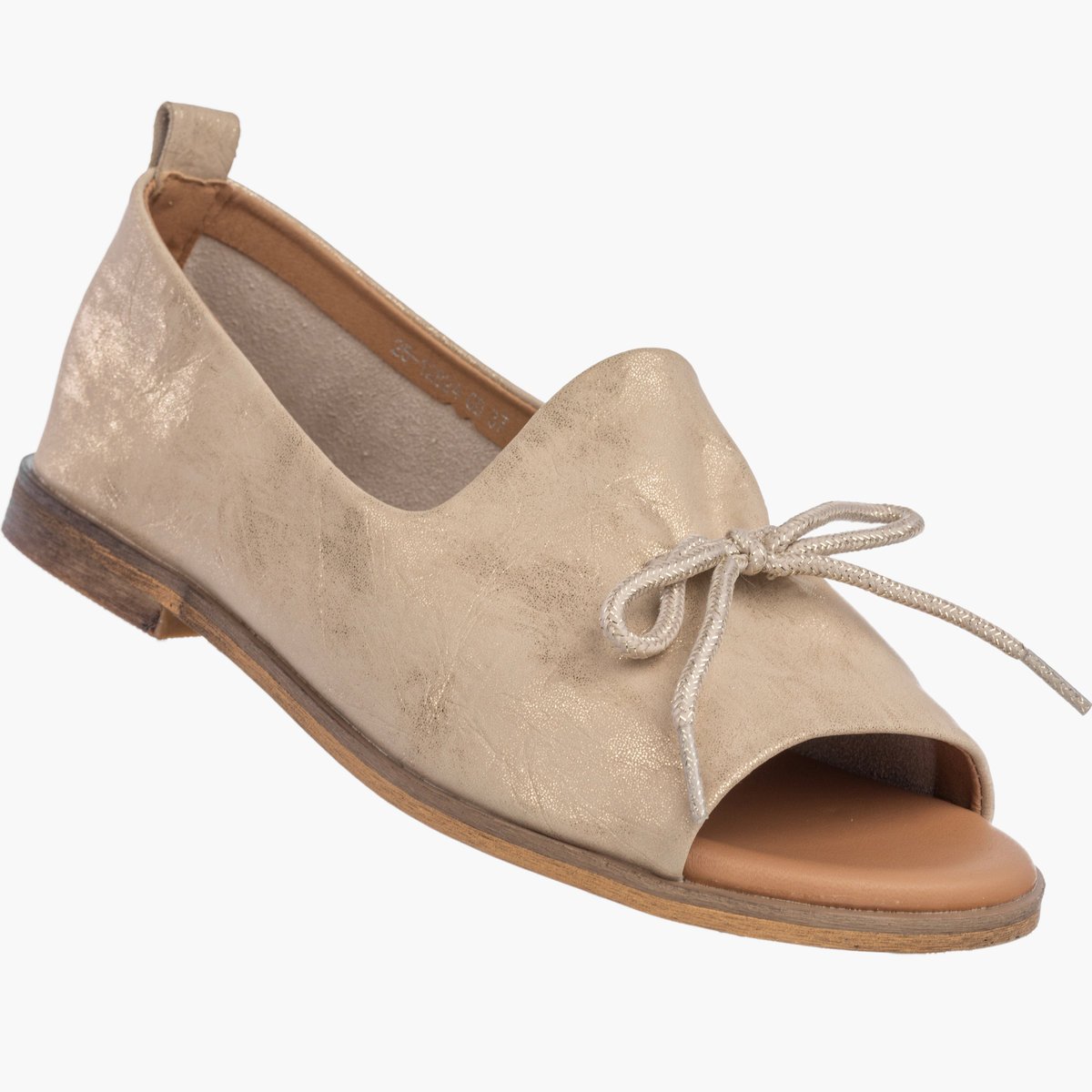 Półbuty Damskie Skórzane Wsuwane Eleganckie Buty Letnie Złote Potocki 26-12824GD 39 Złoty