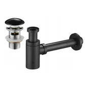 Korki do umywalek - Mexen półsyfon umywalkowy okrągły z korkiem ceramicznym klik-klak, z przelewem, czarny - miniaturka - grafika 1