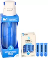 Butelki filtrujące - Butelka filtrująca Solid Niebieska 0,7L + 4x filtr wkład węglowy do butelki - miniaturka - grafika 1