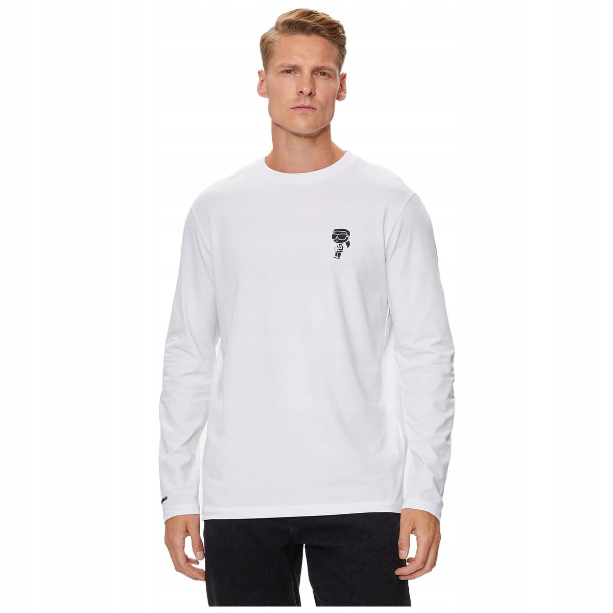 Męska Koszulka Longsleeve Karl Lagerfeld Biały Bawełniany Elegancki r.XL