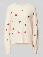 Swetry damskie - Sweter z dzianiny z okrągłym dekoltem model ‘FLEUR’ - miniaturka - grafika 1