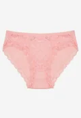 Majtki damskie - Różowe Majtki Figi z Koronką z Elastycznej Bawełny Wiabelia - miniaturka - grafika 1