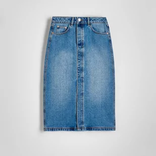 Reserved - Jeansowa spódnica midi - Niebieski - Spódnice - miniaturka - grafika 1