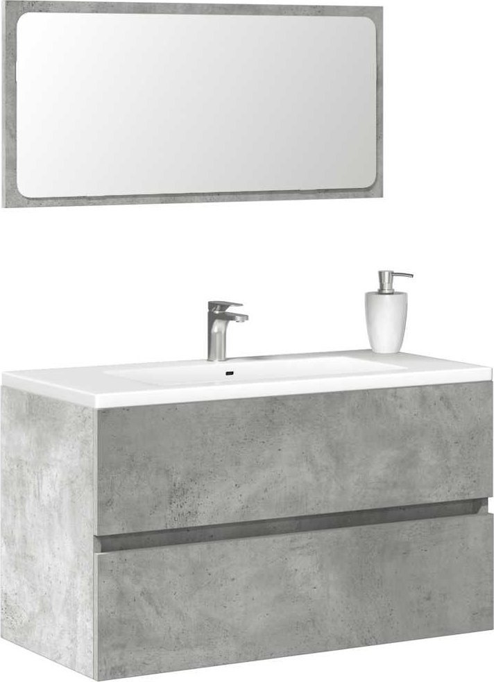 vidaXL vidaXL Szafka łazienkowa z lustrem, szarość betonu