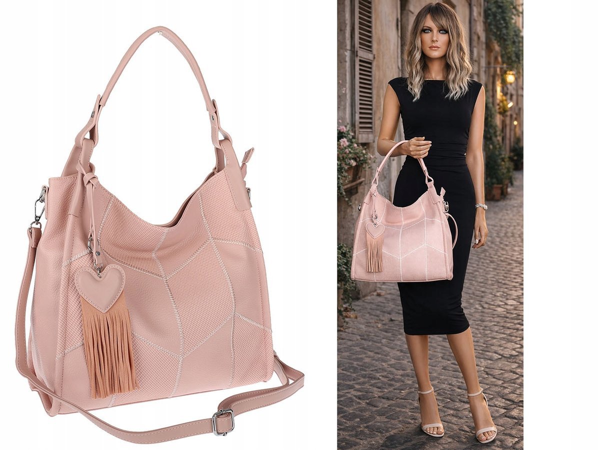 Torebka Damska Listonoszka Worek Shopper Torba na Ramię MC675 różowa