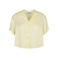 Koszule damskie - Urban Classics Damska koszula damska Viscose Satin Resort Shirt, krótki rękaw, damska koszula dostępna w 3 kolorach, rozmiary XS - 5XL, Softyellow, 4XL - miniaturka - grafika 1