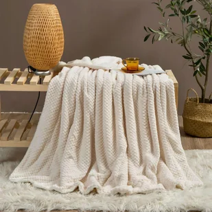 Koc 150 x 200 Mikrofibra Baranek Sherpa Kremowy - Koce - miniaturka - grafika 2