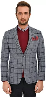 Kurtki męskie - Bonamaison Kurtka męska w kratkę, Comfort Fit 6 Drop Business Suit Jacket, granatowa, standardowa - grafika 1