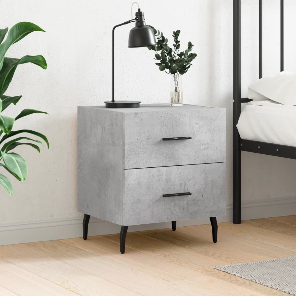 vidaXL Stolik nocny betonowy szary 40x35x47,5 cm materiał drewnopochodny - Stolik nocny - Szafki nocne - Szafa - Szafka nocna