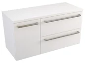 Szafki łazienkowe - Szafka Wisząca Z Blatem ATH 90 cm D Prawa - Biały Mat - Uchwyty Stal Szczotkowana - miniaturka - grafika 1