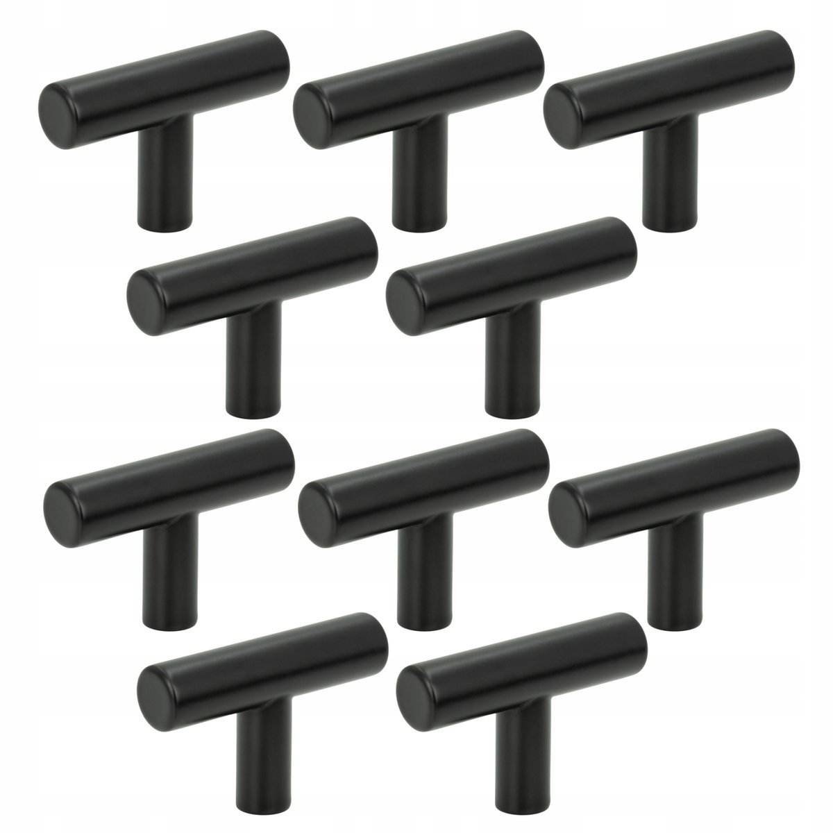 10 x Gałka meblowa reling metalowa czarna nowoczesna gałki do szafek