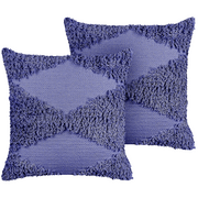 Poduszki dekoracyjne - Lumarko 2 poduszki dekoracyjne bawełniane tuftowane 45 x 45 cm fioletowe RHOEO - miniaturka - grafika 1