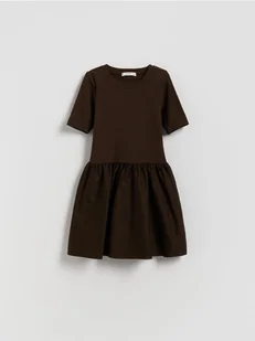 Reserved - Sukienka z łączonych materiałów - brązowy - Sukienki i spódniczki dla dziewczynek - miniaturka - grafika 1