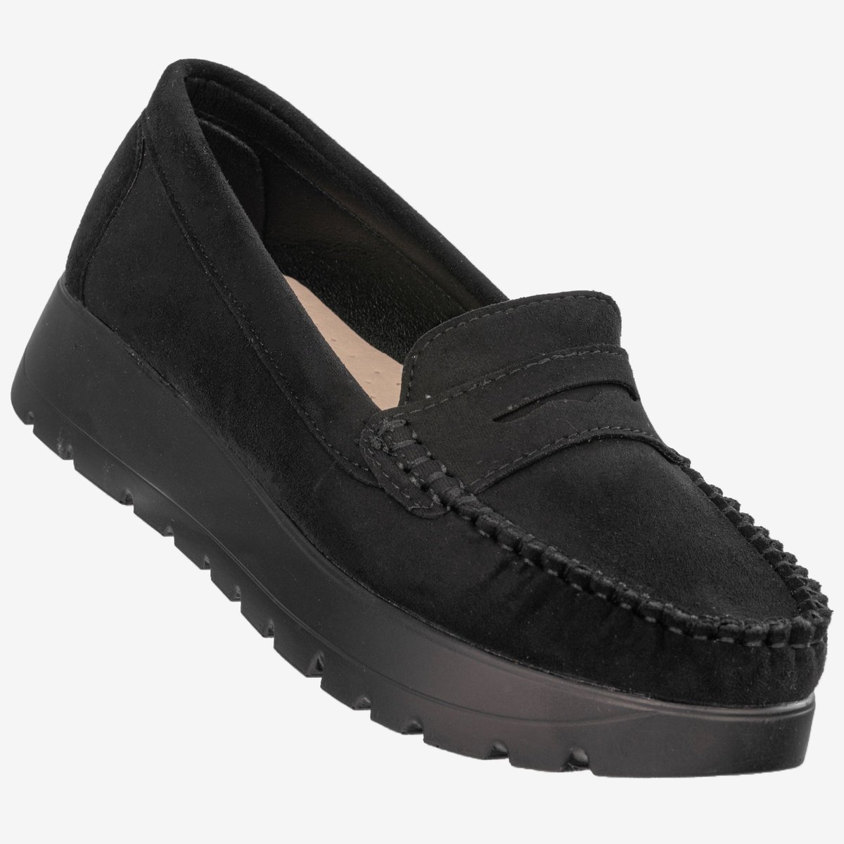 Mokasyny Damskie Lekkie Buty Półbuty Czarne Potocki 24-21338BK Czarny 40