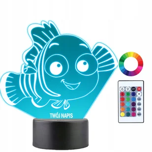 Lampka Nocna dla Dzieci Gdzie jest Nemo Prezent Twój Napis Imię 3D LED - Lampy stojące - miniaturka - grafika 1