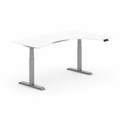 Biurka - Stół z regulacją wysokości PRIMO ADAPT, elektryczny, 1800x1200x625-1275 mm, ergonomiczny prawy, biały, szary stelaż - miniaturka - grafika 1