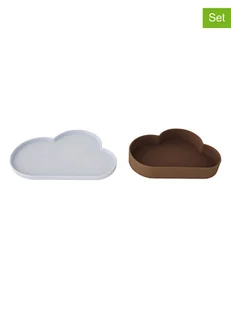 OYOY mini 2-częściowy zestaw naczyń "Chloe Cloud" w kolorze błękitno-brązowym - Sztućce dla dzieci - miniaturka - grafika 1