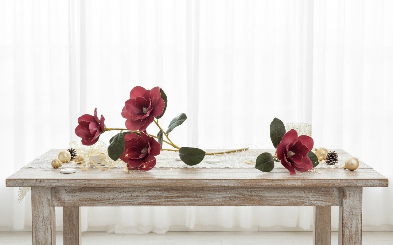 ARTPOL Kwiat sztuczny Magnolia 80 cm bordowy