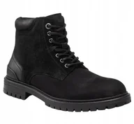 Botki męskie - Pepe Jeans Trzewiki Męskie Czarne Skórzane na Zamek 46 Awe - miniaturka - grafika 1