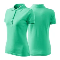 Koszulki i topy damskie - Koszulka miętowa polo z logo na sercu i plecach damska z nadrukiem logo firmy 200g 210 kolor 95 koszulka polo - miniaturka - grafika 1
