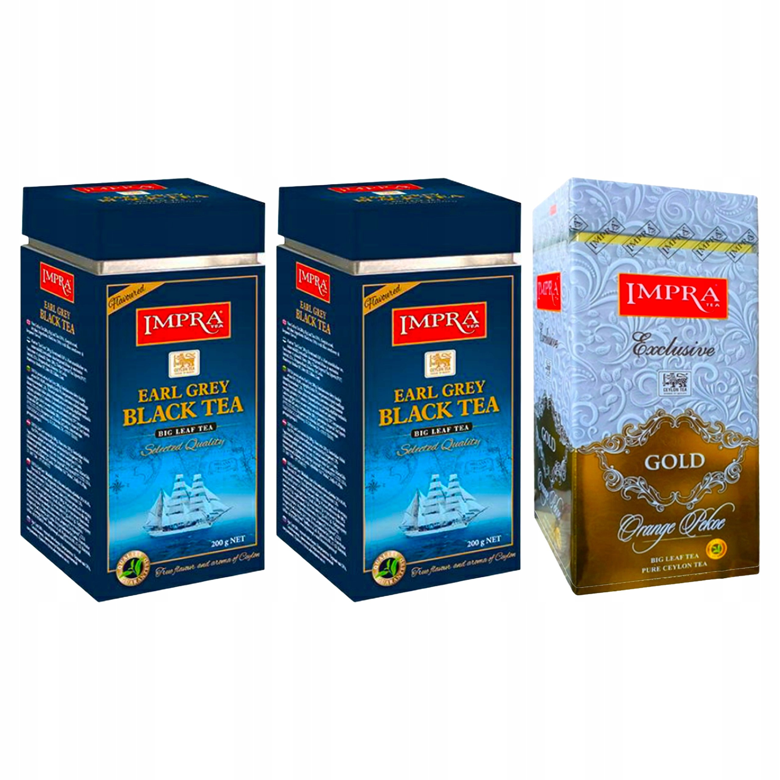 Impra zestaw 3 herbat Czarnych liściastych w Puszce 2 x Earl Grey Gold 600g