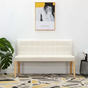 vidaXL Ławka, 140 cm, kremowa, tapicerowana tkaniną vidaXL - Ławki do przedpokoju - miniaturka - grafika 1