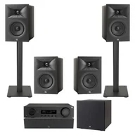Kino domowe - Amplituner JBL MA310 Czarny + Kolumna głośnikowa JBL Stage 2 240 B Czarny (4 szt.) + Głośnik centralny JBL Stage 2 245C Czarny (1 szt.) + Subwoofer JBL Stage 2 200 P Czarny + Stojaki do głośników JBL Stage FS Czarny (2 szt.) - miniaturka - grafika 1