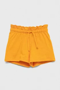 Spodnie i spodenki dla dziewczynek - Benetton United Colors of United Colors of szorty bawełniane dziecięce kolor pomarańczowy gładkie - grafika 1