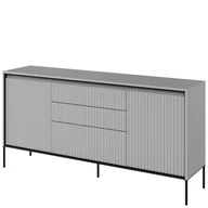 Komody - Komoda TR-01 Ryflowana z Oświetleniem Szara / Frez Półkole Trend Lenart Szary, Czarny - miniaturka - grafika 1