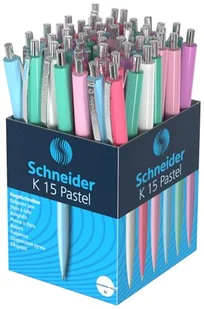 Schneider 130840 K15 Długopis kulkowy (trwały, grubość kreski: M, kolor wkładu: niebieski) 50 sztuk posortowane, pastelowe - Długopisy - miniaturka - grafika 1